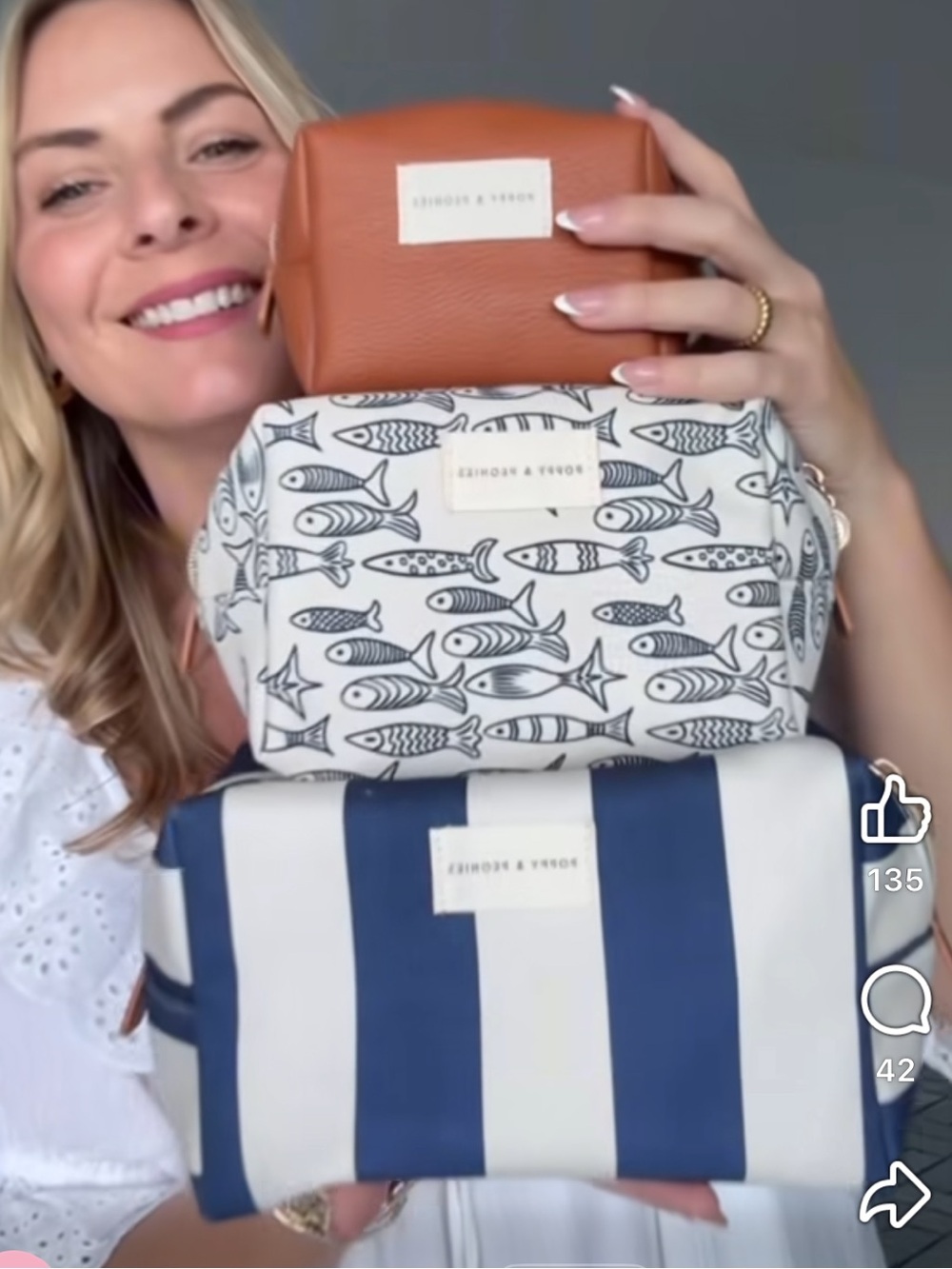 Poppy and Peonies Navy Coastal Collection Cosmetic Trio